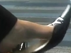candid shoe tease and footplay at the airport