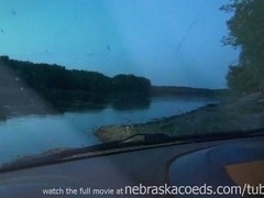 new girl gets naked next to river and masturbates in my truck