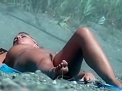Hawt Exposed Woman On Movie Scene Filmed By Voyeur Camera At Beach