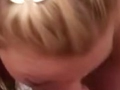 Young blonde sucks cock and gets a mouthful of sperm