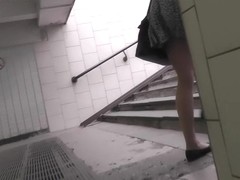 Brunette accidently participates in sexy upskirts
