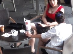 Asian voyeur video with a sexy slut in restaurant