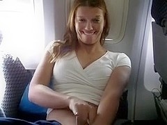 Girlfriend masturbates on the plane