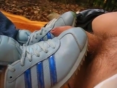 Shoejob with adidas country sneakers and cum