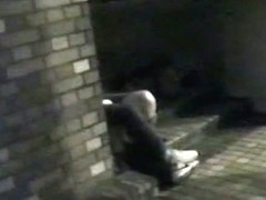 Asian couples caught fucking outdoors with a voyeur night cam