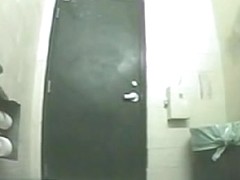 Girl in bikini pissing on toilet and drying out pussy
