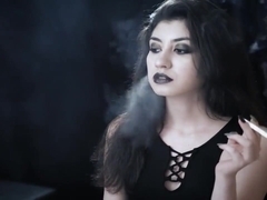 smoking Goth girl