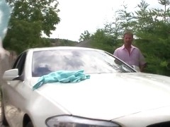 Aletta Ocean washes a car of David Perry