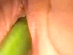 My BBW amateur wife gets a her pussy played with a cucumber