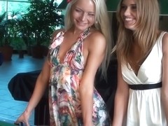 Autumn & Grace & Bianca & Olie & Savannah in outdoors lesbian sex video with cute college girls