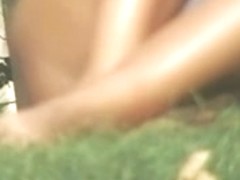 Girl In Little White Thong In Park With Boyfriend