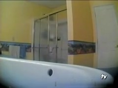 Voyeur clip shows a immature in bathroom