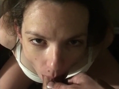 Pretty girl face fucked and jizzed on