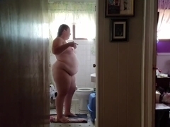 249 lb Fat Chrissy in the bathroom at home