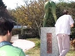Cosplay Porn: Public Painted Statue Fuck part 1