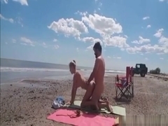 Incredibly sexy blonde nympho fucks total strangers at the beach