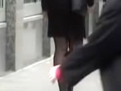 Candid voyeur video of office gal in pantyhose in the street 08p
