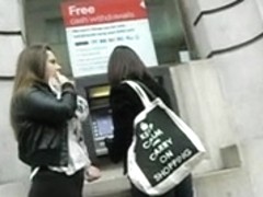 Legal Age Teenager sweetheart with large butt at cashpoint