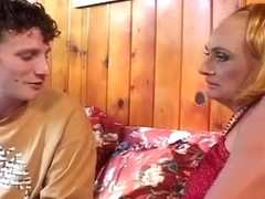 Slutty grandmother sucks, copulates her grandson
