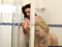 Girls Out West - Two lesbians playing in the shower