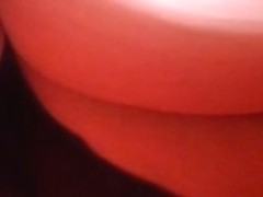 close upskirt of woman in red dress