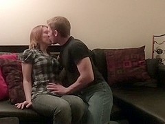 College students sex on couch creampie