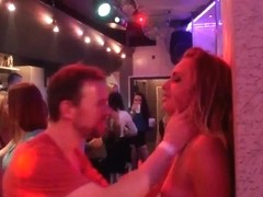Hot pornstars suck and fuck dicks in a club