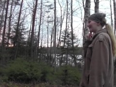 Evelina Juliet in hot couple fucking while in the outdoors