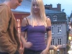 Naughty blonde slut craves her boyfriend's cock in public