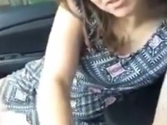 Honey Sucks Off Her BF In The Car