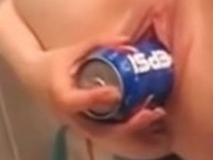 wife playing with a can