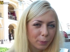 Beautiful blond babe Isis getting fucked after a walk at a museum