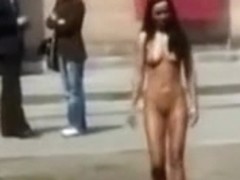 Hot Girl Walking Totally Nude in Various Public Places