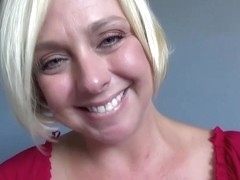 Mature blonde woman with big tits is always in the mood to fuck some younger guy