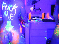 College teens glow in the dark orgy party in a dorm