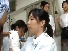 Bizarre Japan doctor handjob penis measuring research