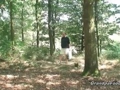 Sexy babe meets old dude in the woodsâ€¦