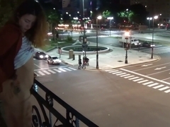 Camilla Moon - outdoor public pissing from a balcony in America (full)