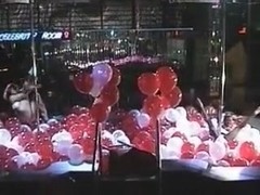 Pole dance and lesbian show with balloons