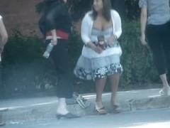 Girls sitting in the street cute amateur upskirts