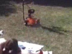 Hot blowjob in the back yard