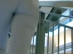 A fuckable blonde gets followed around in the department store by a voyeur