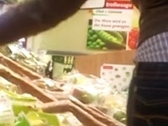 Street candid video of a nice girl buying groceries