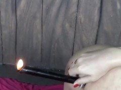 Russian tranny stuffing ass with candle