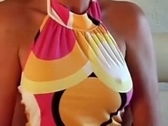 This sexy brown skin babe knows that her bra buddies are incredible