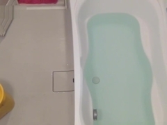 Cute asian teen bathing