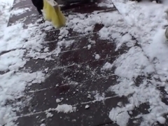 Babe Kathia Nobili gets filmed on snow
