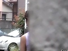 Sharking video of a beautiful Japanese lady walking home