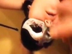 masked plumper wife blowing a 10-Pounder this babe turns around tolet the sperm fall on her face