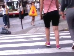 Girl with nice ass walking and jiggling on sidewalk